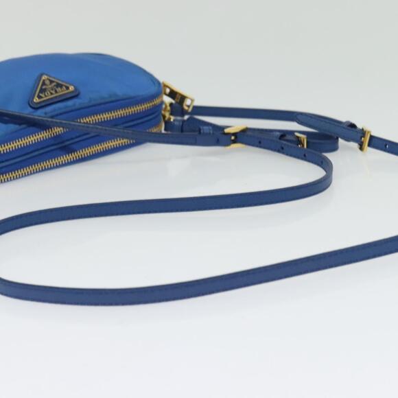 PRADA Shoulder Bag Nylon Gold Blue - Picture 7 of 12